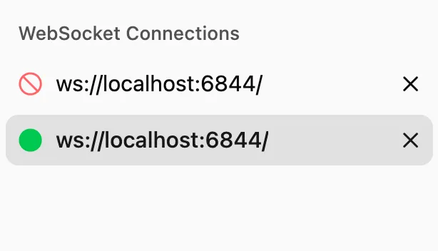 Selected connection in the Socket Inspector sidebar