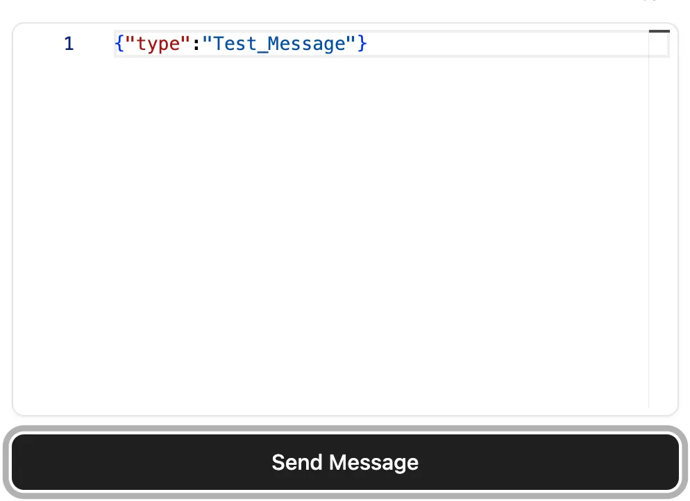 Text editor with user input JSON and the Send Message button
